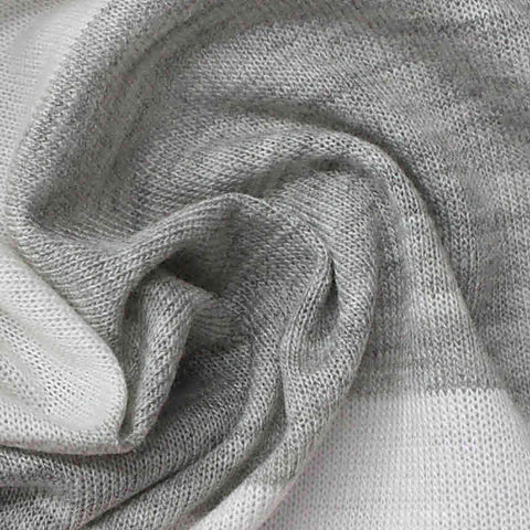 White Horizontal-Stripe Jersey Knit, Polyester, 130 gsm, 160 cm