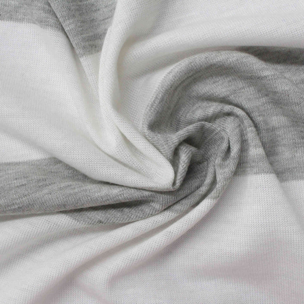 White Horizontal-Stripe Jersey Knit, Polyester, 130 gsm, 160 cm