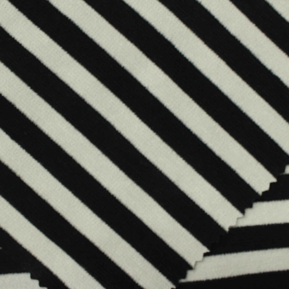 Black Diagonal-Stripe Jersey Knit, Poly-Viscose, 235 gsm