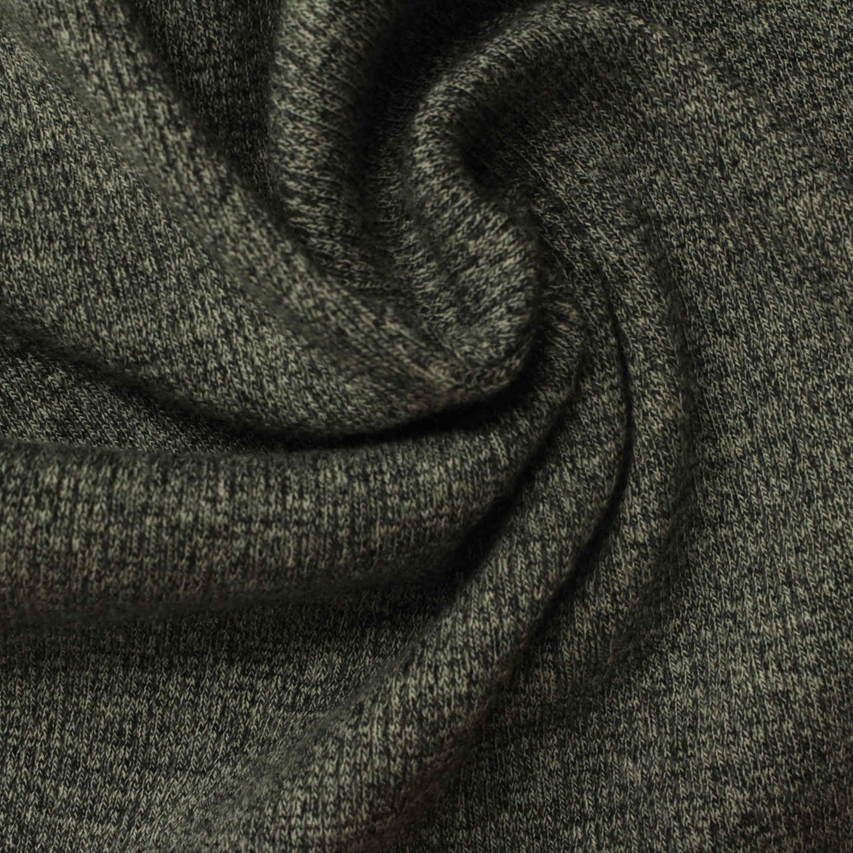 Dark Grey Heathered-Marl Rib Knit, Poly-Cotton, 360 gsm