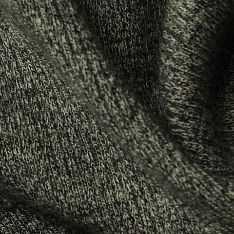 Dark Grey Heathered-Marl Rib Knit, Poly-Cotton, 360 gsm