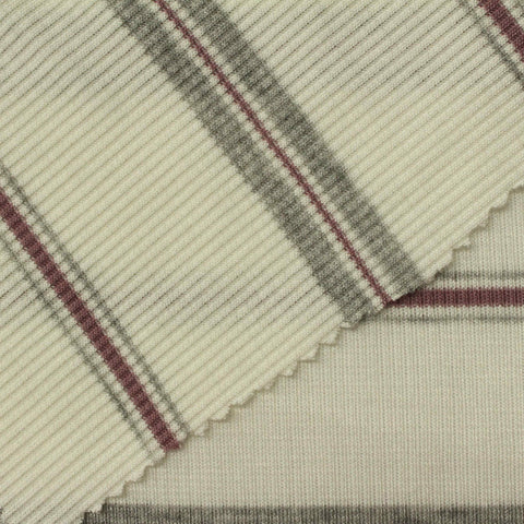 Cream Bold-Plaid Rib Knit, Viscose