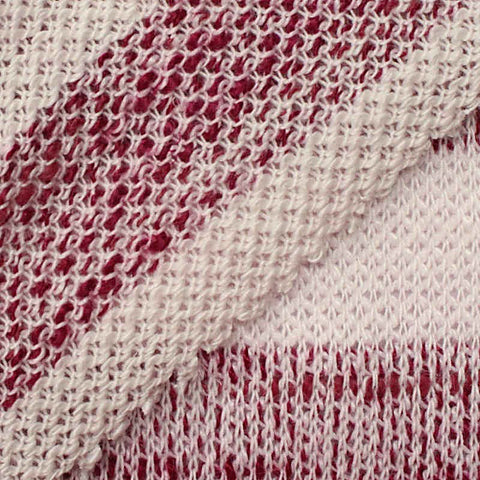 Red Diagonal-Stripe Chunky Knit, Polyester, 274 gsm