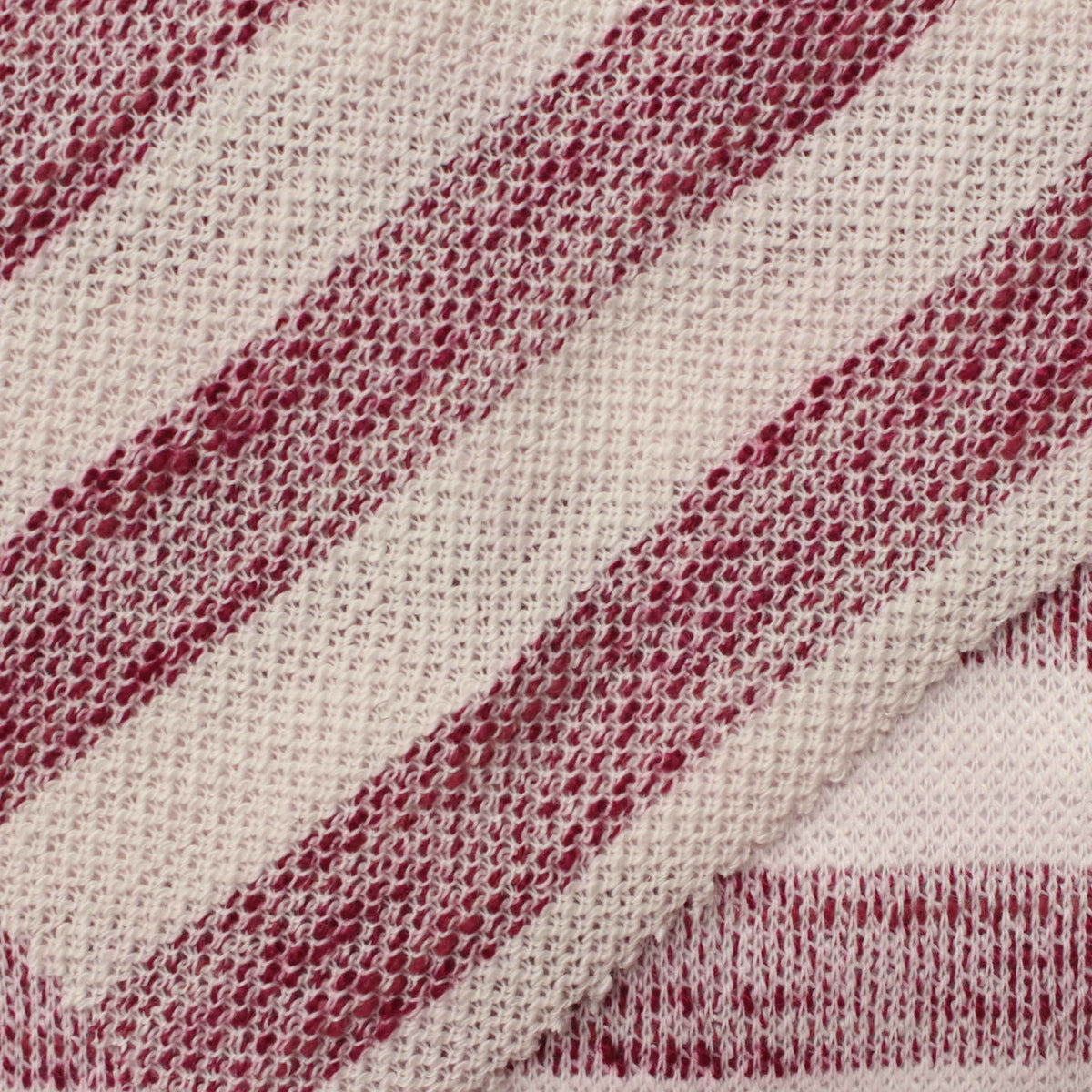 Red Diagonal-Stripe Chunky Knit, Polyester, 274 gsm