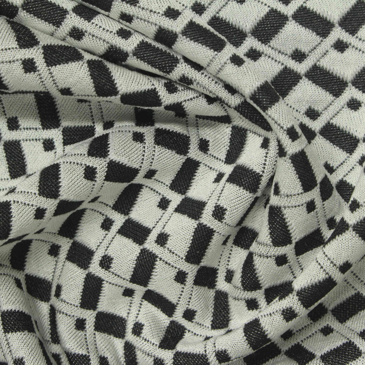 Black Geometric-Square Jacquard, Polyester, 240 gsm, 150 cm