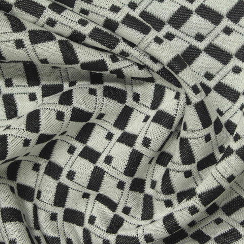 Black Geometric-Square Jacquard, Polyester, 240 gsm, 150 cm