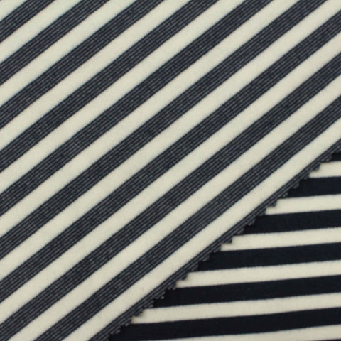 Navy Stripe Ponte Knit, Poly-Viscose