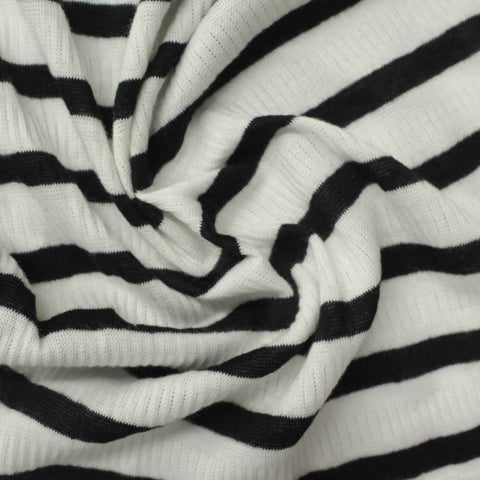 Black Horizontal-Stripe Jacquard, Poly-Viscose, 173 gsm