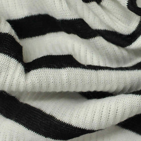 Black Horizontal-Stripe Jacquard, Poly-Viscose, 173 gsm