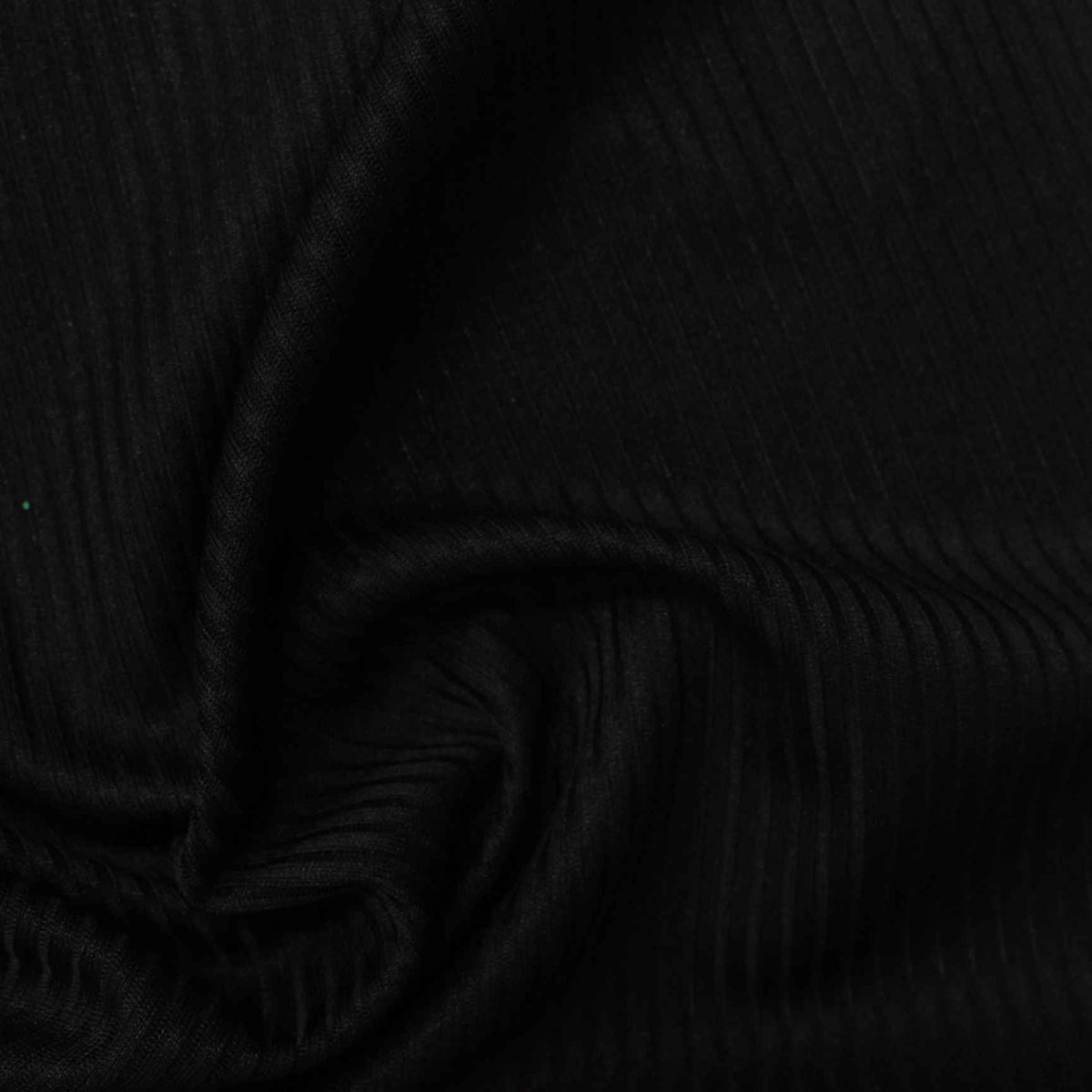 100% Polyester Rib Knit Fabric, 120 gsm, 145 cm — Black