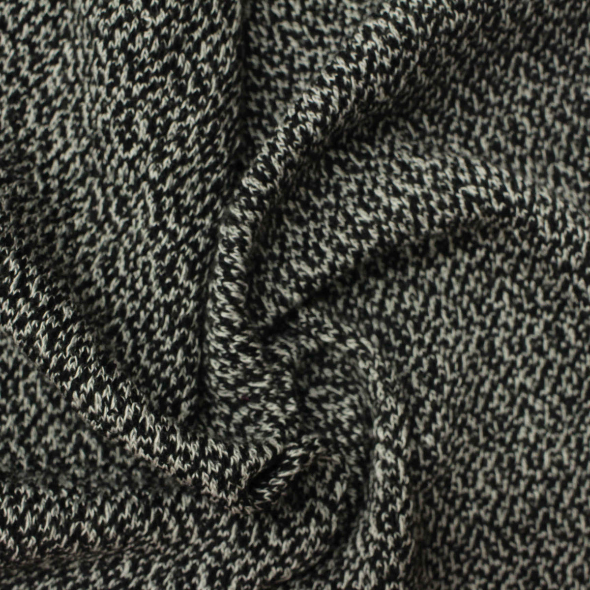 Black Marl Chunky Knit, Poly-Viscose, 208 gsm