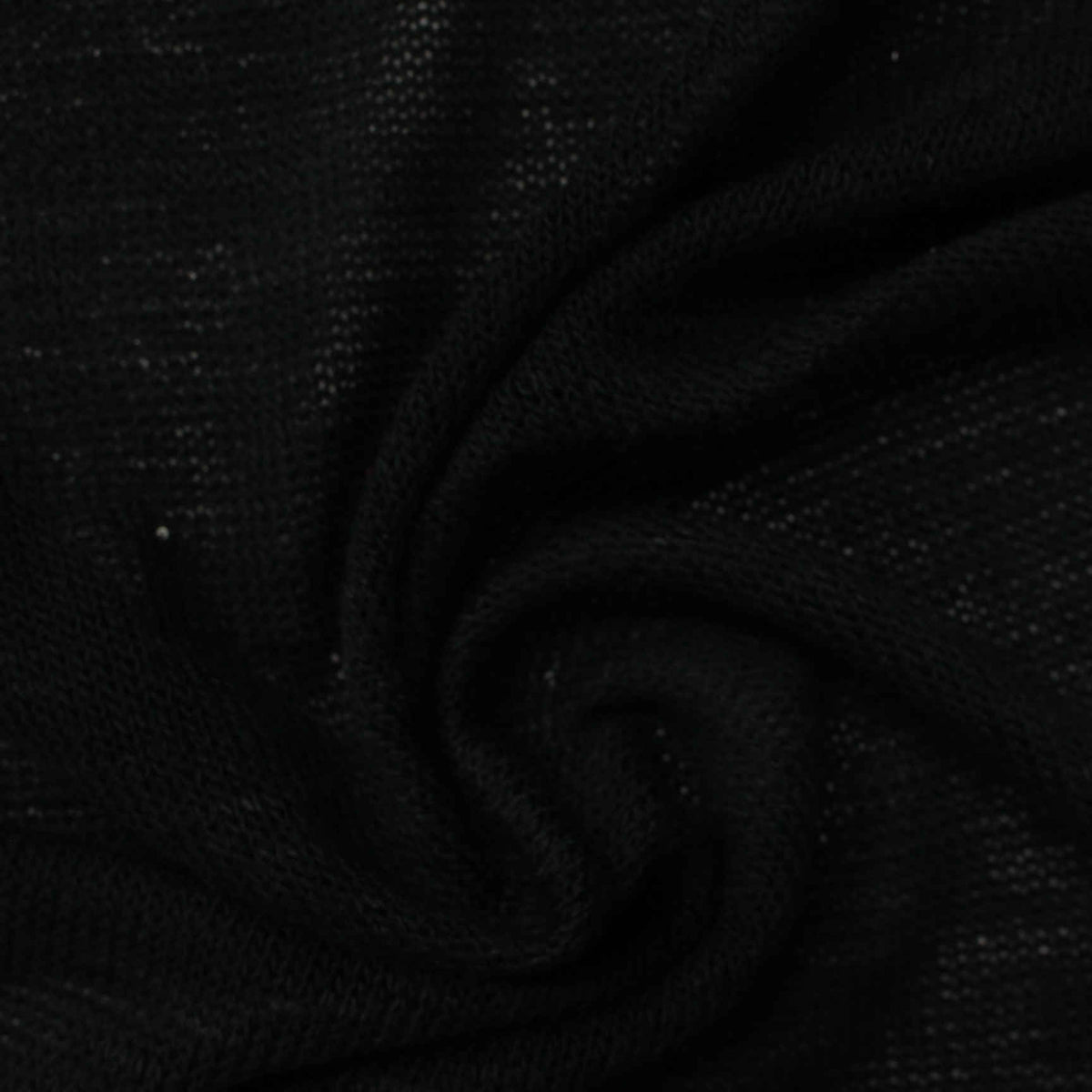 Slub Viscose Polyester Stretch Chunky Knit Fabric, 160 gsm, 180 cm — Black