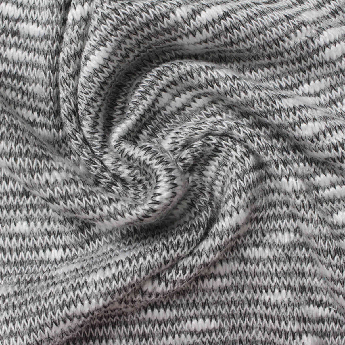 Black Heathered-Marl Chunky Knit, Poly-Cotton, 215 gsm
