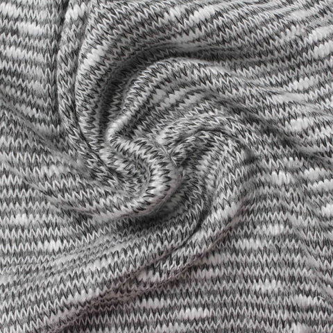 Black Heathered-Marl Chunky Knit, Poly-Cotton, 215 gsm