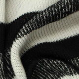 Black Horizontal-Stripe Chunky Knit, Viscose-Poly — texture