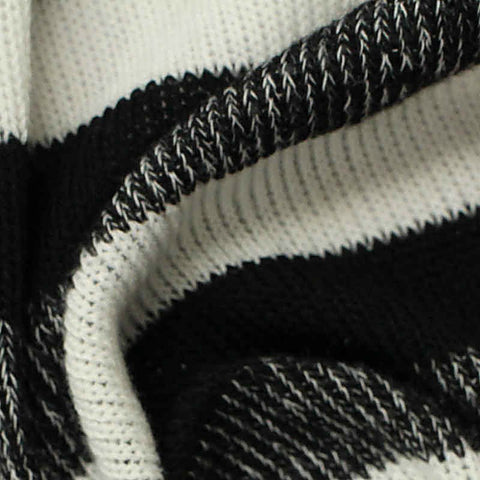 Black Horizontal-Stripe Chunky Knit, Viscose-Poly, 145 gsm