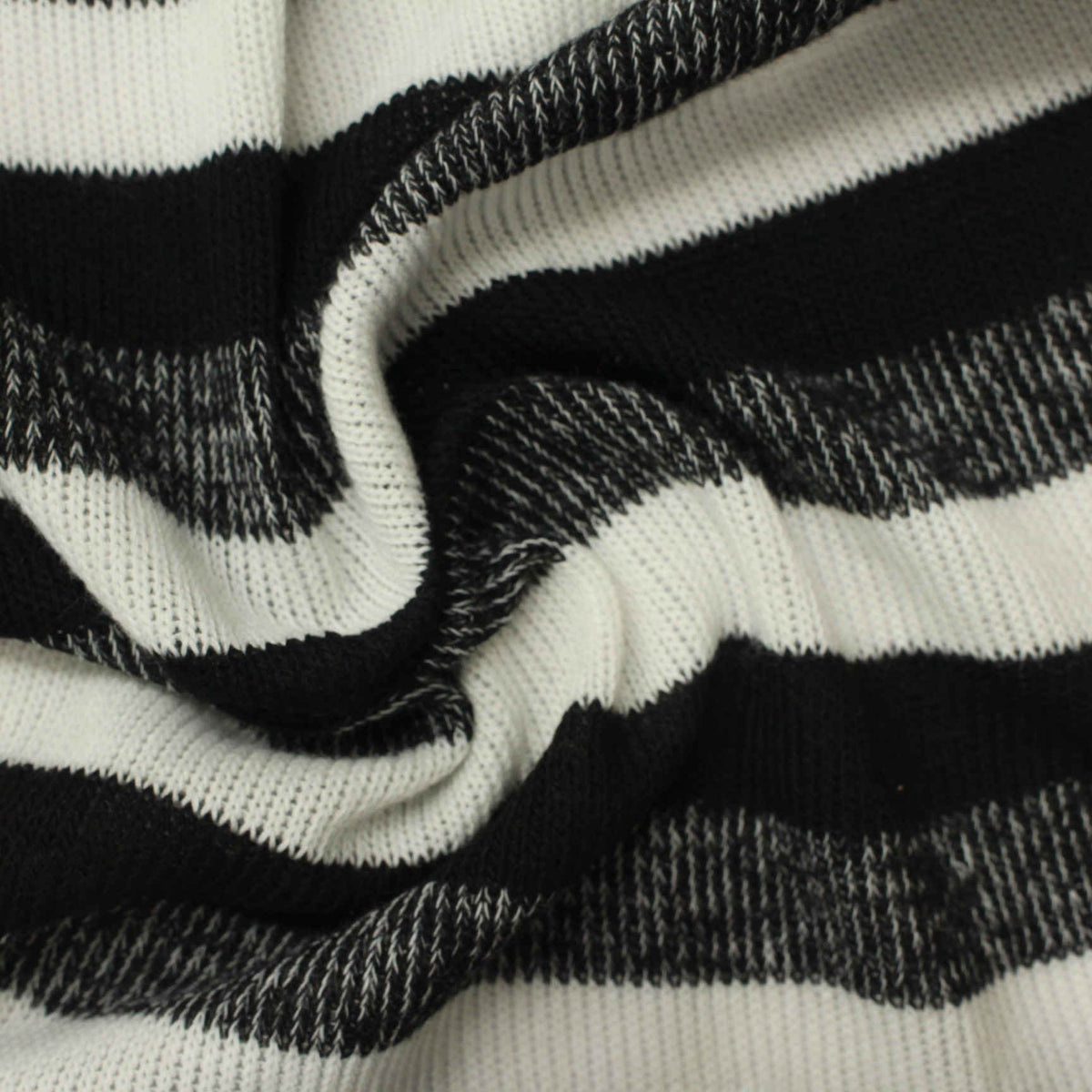 Black Horizontal-Stripe Chunky Knit, Viscose-Poly, 145 gsm