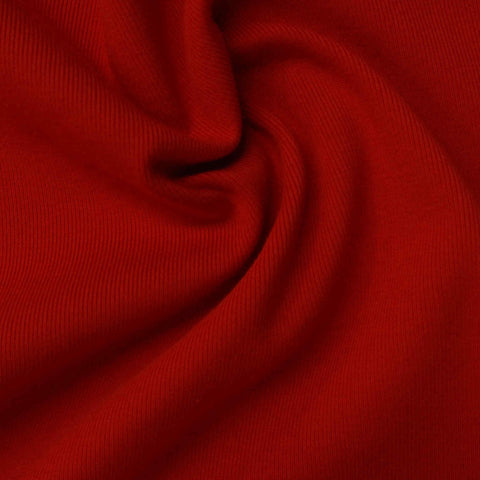 Brushed Cotton Stretch Rib Knit Fabric, 280 gsm, 175 cm — Red, ref EF-219144