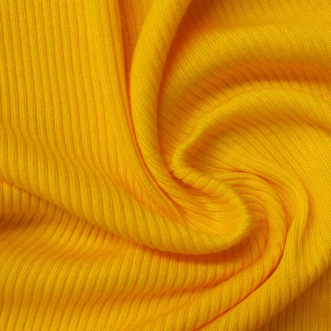 100% Polyester Rib Knit Fabric, 230 gsm, 135 cm — Yellow