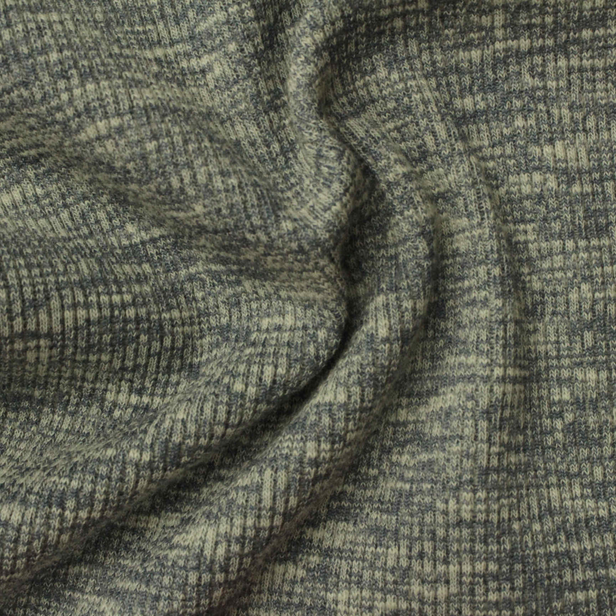 Grey Marl Rib Knit, Cotton-Poly, 384 gsm