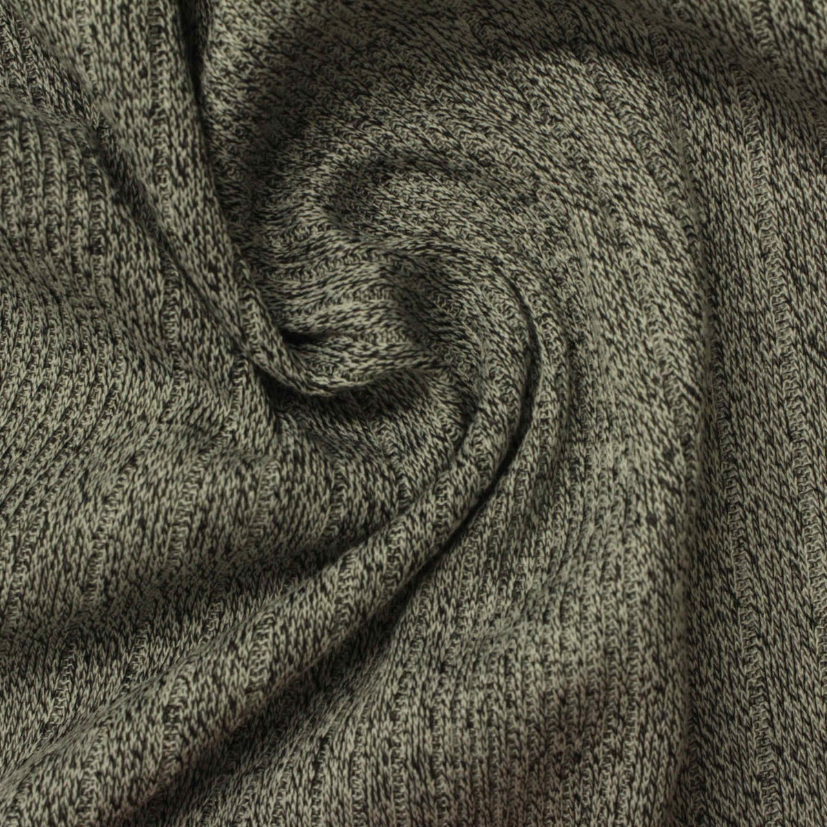 Dark Grey Marl Rib Knit, 146 gsm
