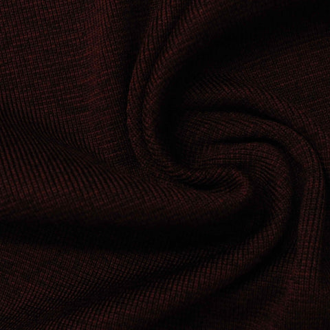 Dark Red Marl Rib Knit, Polyester, 507 gsm