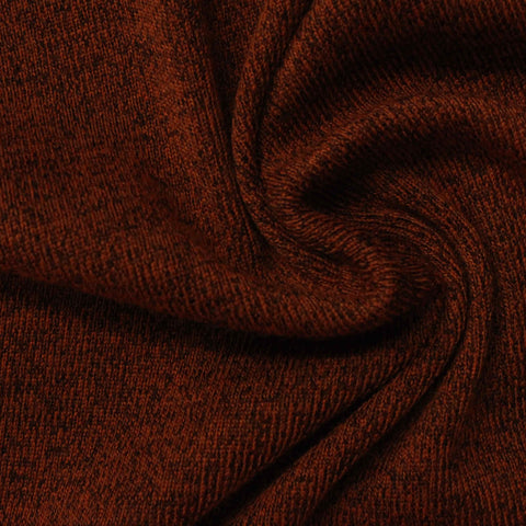 Brown Marl Rib Knit, Polyester, 334 gsm