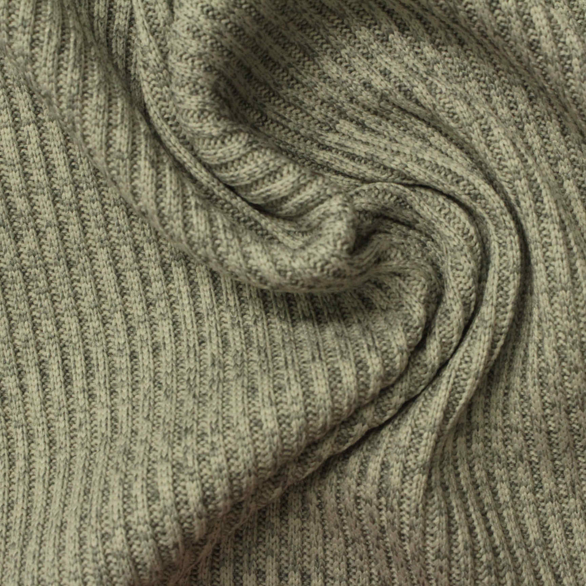 Grey Marl Rib Knit, Polyester, 275 gsm