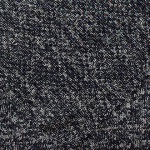 Navy Marl Chunky Knit, Poly-Viscose, 200 gsm