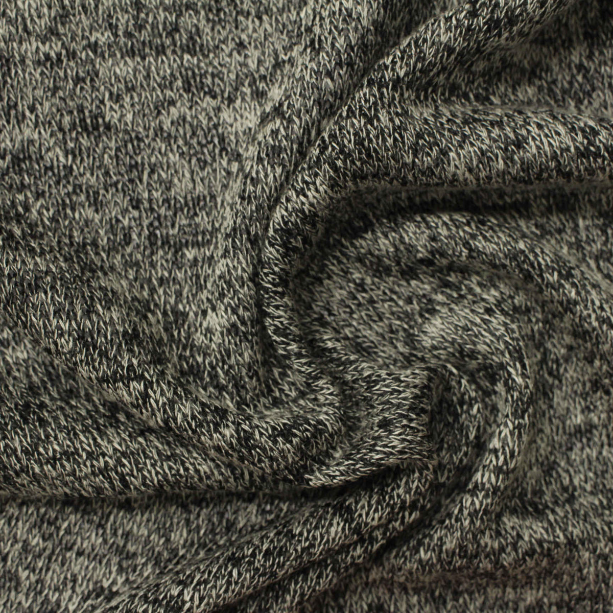 Black Marl Chunky Knit, Viscose-Poly, 170 gsm, 175 cm