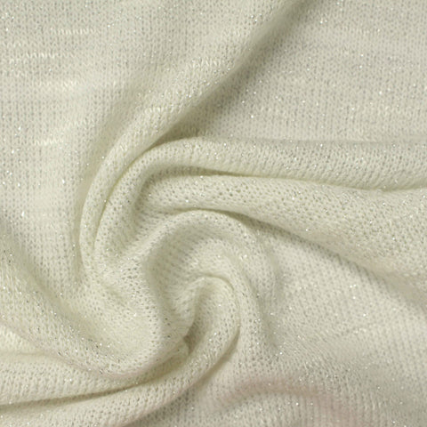 Polyester Viscose Blend Stretch Chunky Knit Fabric, 205 gsm, 160 cm — White