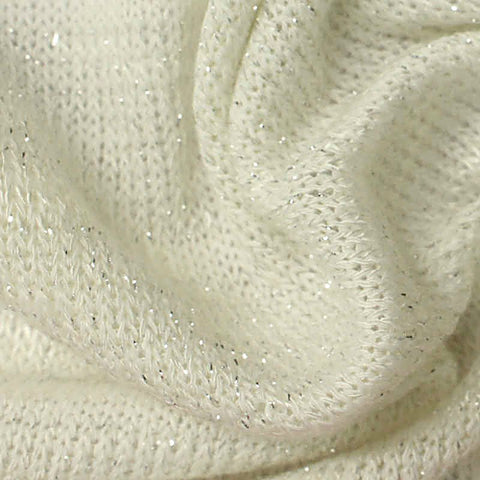 Polyester Viscose Blend Stretch Chunky Knit Fabric, 205 gsm, 160 cm — White