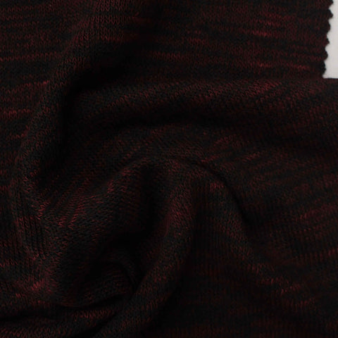 Dark Red Marl Chunky Knit, Viscose-Poly, 220 gsm