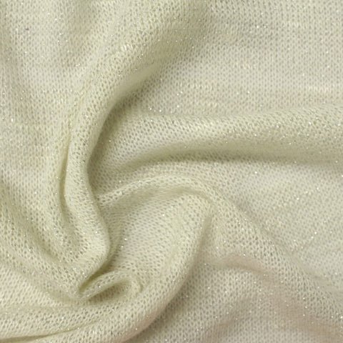 Slub Polyester Viscose Blend Stretch Jersey Knit Fabric, 160 gsm, 165 cm — White