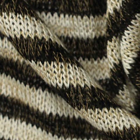 Dark Brown Horizontal-Stripe Jersey Knit, Viscose-Poly