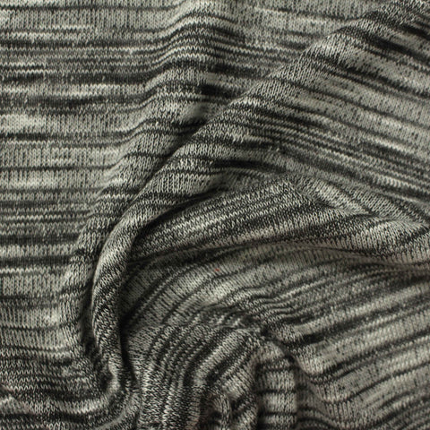 Black Marl Jersey Knit, Viscose-Poly, 180 gsm, 155 cm