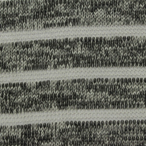Marled Grey Horizontal-Stripe Chunky Knit, Viscose-Poly, 125 gsm