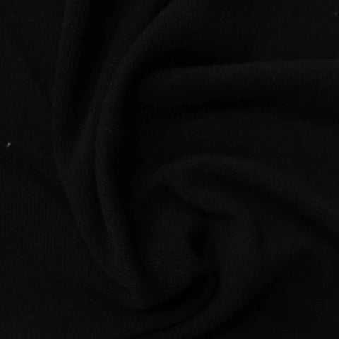 Viscose Polyester Stretch Chunky Knit Fabric, 180 gsm, 170 cm — Black