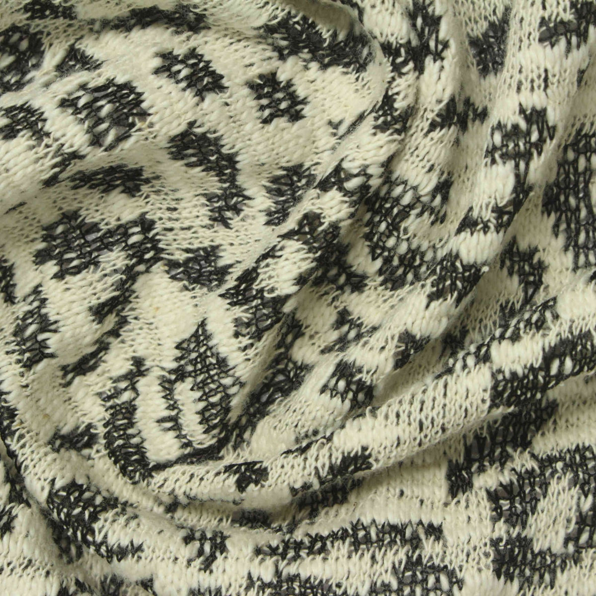 Black Abstract Chunky Knit, Viscose-Poly, 375 gsm