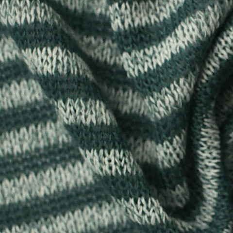 Dark Green Horizontal-Stripe Chunky Knit, Polyester, 150 gsm