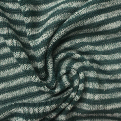 Dark Green Horizontal-Stripe Chunky Knit, Polyester, 150 gsm