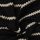 Black Wavy-Stripe Waffle Knit, Poly-Viscose