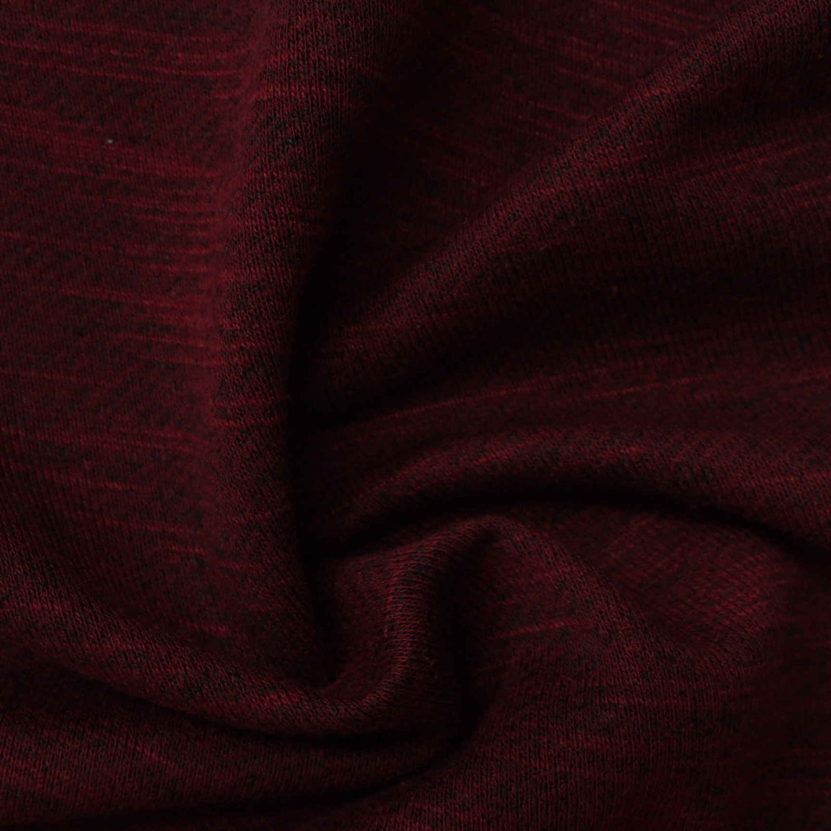 Deep Red Heathered-Marl French Terry, Poly-Cotton