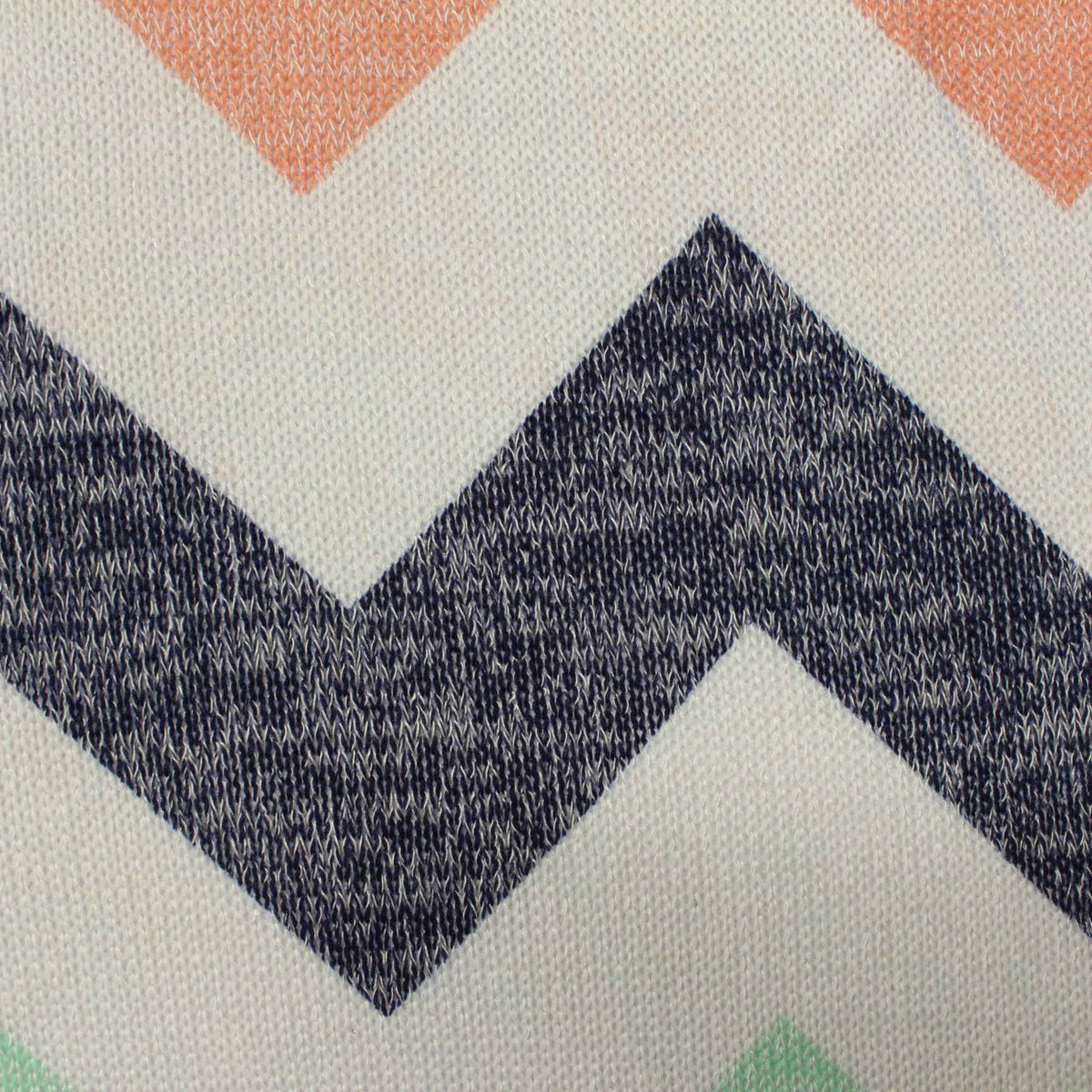 White Bold-Chevron Chunky Knit, Poly-Viscose