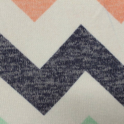 White Bold-Chevron Chunky Knit, Poly-Viscose