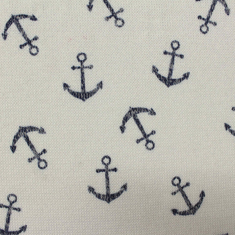 Navy Anchors Chunky Knit, Poly-Viscose, 120 gsm