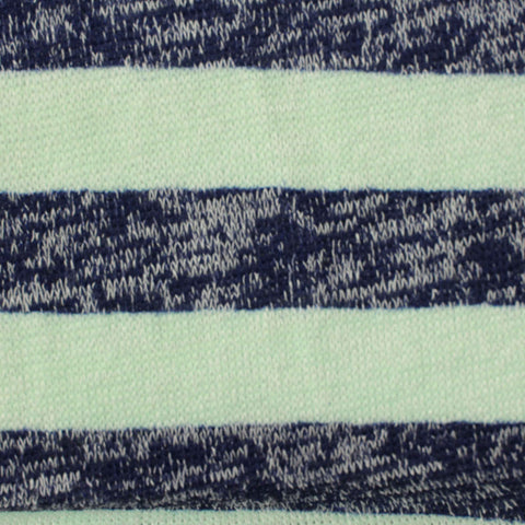 Light Green Horizontal-Stripe Chunky Knit, Poly-Viscose