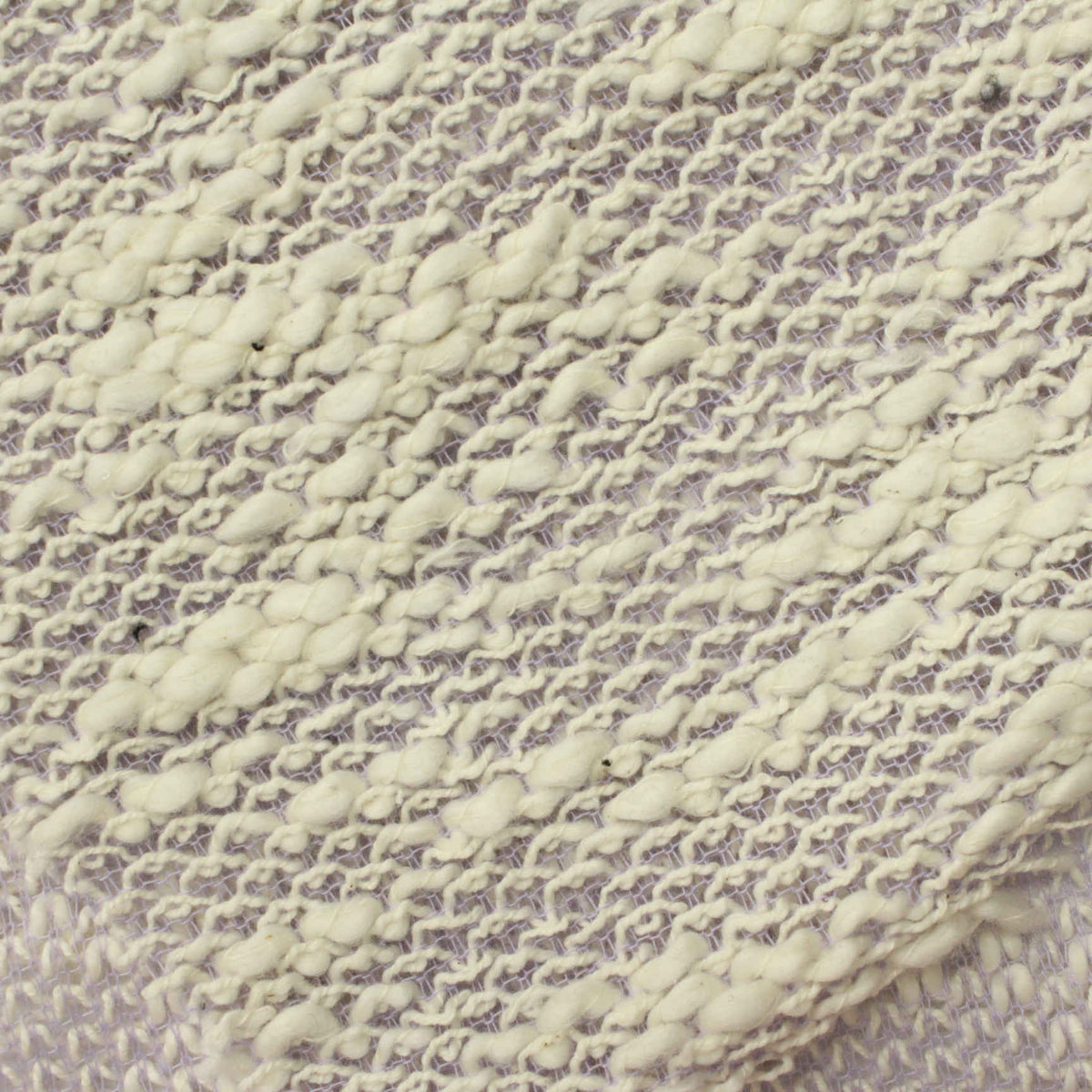 Cream Diagonal-Line Chunky Knit, Cotton-Poly