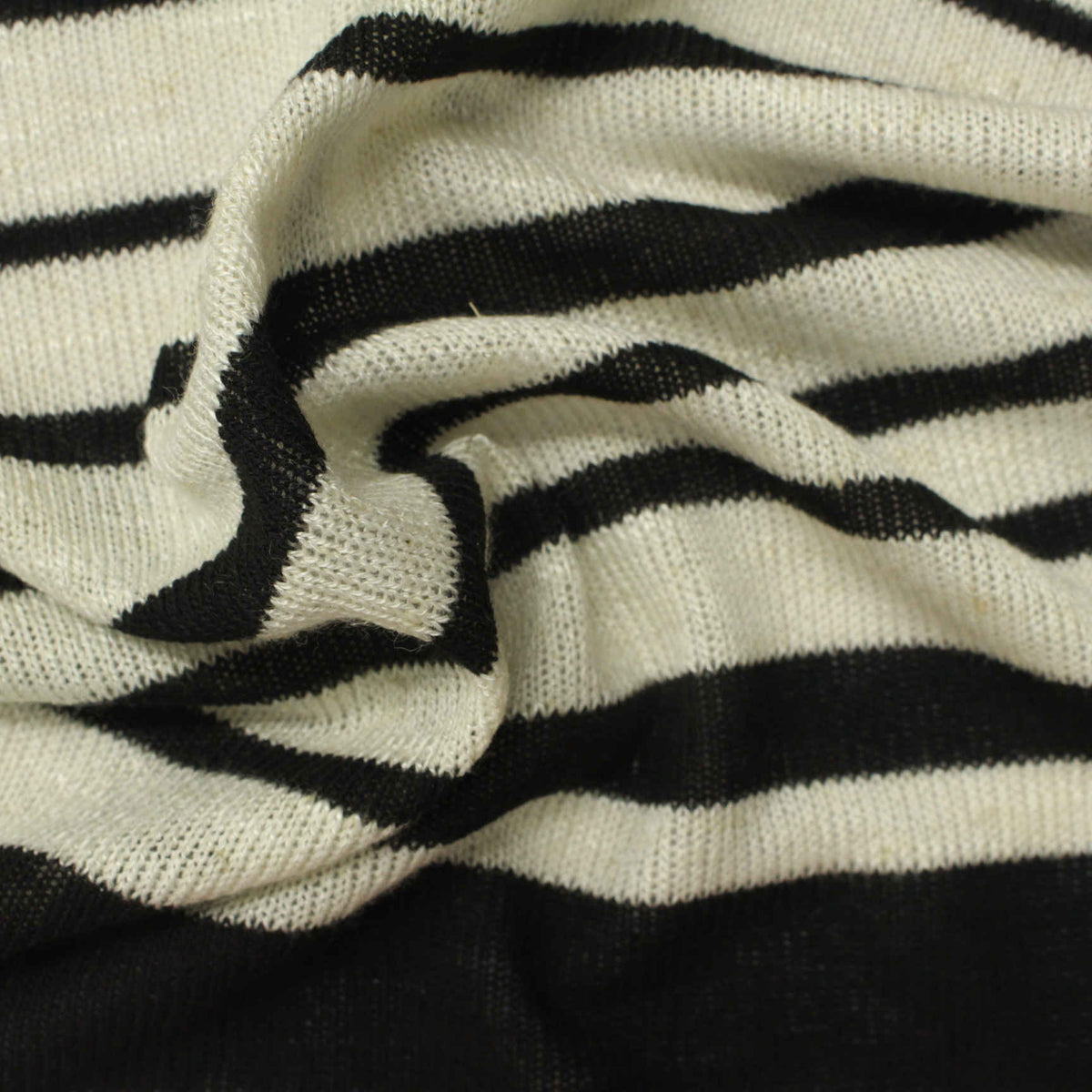 Black Horizontal-Stripe Jersey Knit, Viscose-Poly, 175 gsm