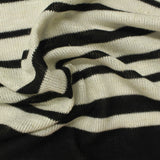 Black Horizontal-Stripe Jersey Knit, Viscose-Poly